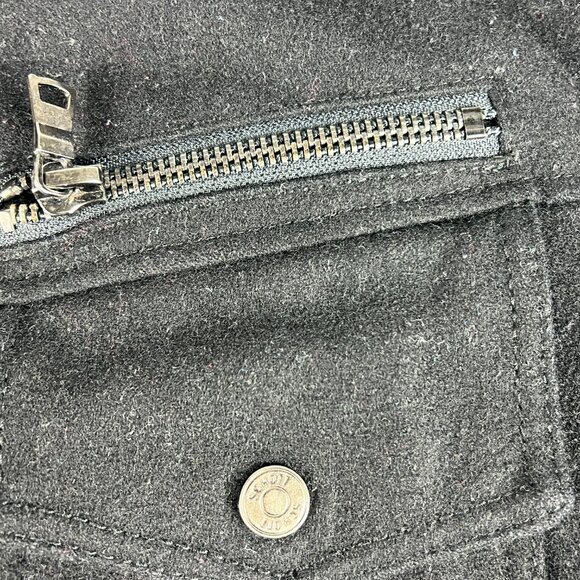 Schott Jacket Men's Extra Large Black Faded Wool Blend Full Zip Bomber Pockets - Picture 5 of 16